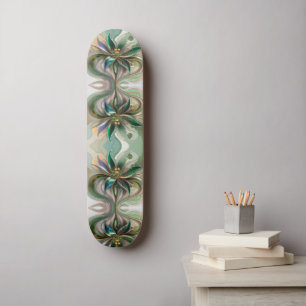 Moderne abstrakte fraktale farbenfrohe Fantasie fl Skateboard