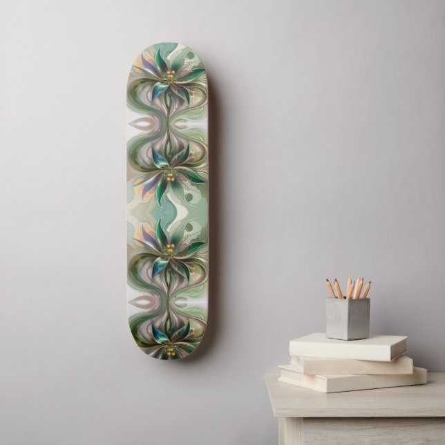Moderne abstrakte fraktale farbenfrohe Fantasie fl Skateboard (Wandkunst)