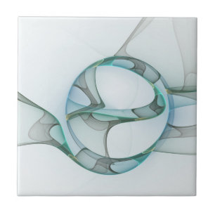Moderne abstrakte fraktale Kunst Blau Türkis Grau Fliese