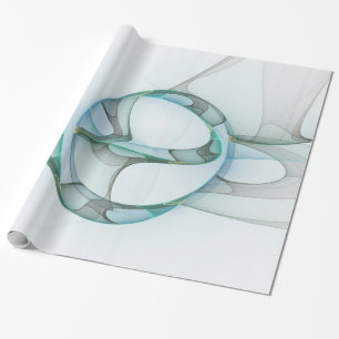 Moderne abstrakte fraktale Kunst Blau Türkis Grau Geschenkpapier
