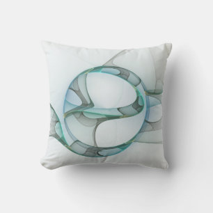 Moderne abstrakte fraktale Kunst Blau Türkis Grau Kissen