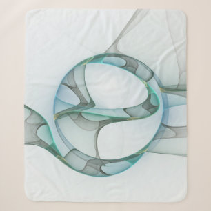 Moderne abstrakte fraktale Kunst Blau Türkis Grau Sherpadecke