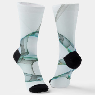 Moderne abstrakte fraktale Kunst Blau Türkis Grau Socken