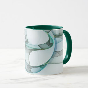 Moderne abstrakte fraktale Kunst Blau Türkis Grau Tasse