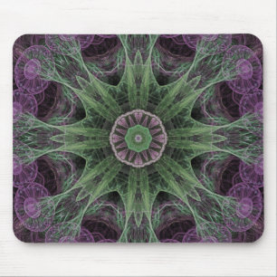Moderne abstrakte fraktale violette und grüne Gest Mousepad