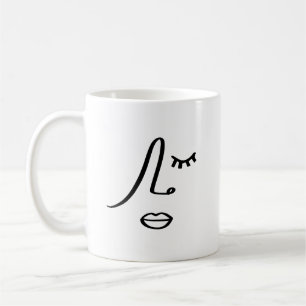 Moderne abstrakte Frauen-Gesichts-Minimalist-Kunst Kaffeetasse