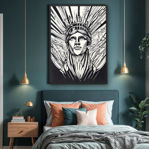 Moderne Abstrakte Freiheitsstatue Kunstglänzend Poster