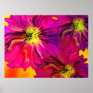 Moderne Abstrakte Fuchsia-Blume (Magenta) Poster