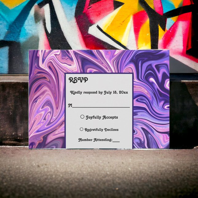 Moderne Abstrakte Galaxie Art Wavy Blue Chic Hochz RSVP Karte (Von Creator hochgeladen)