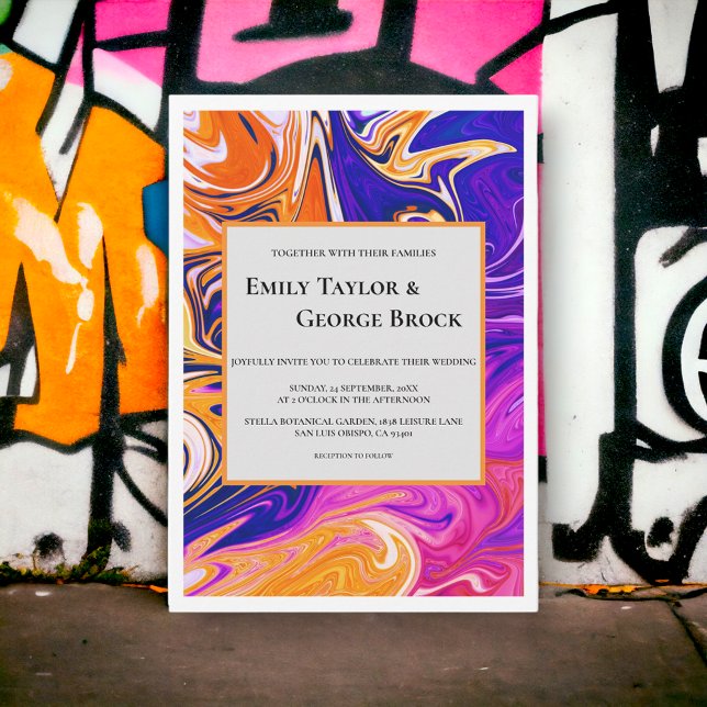 Moderne Abstrakte Galaxy Wavy Chic Wedding Einladung (Von Creator hochgeladen)