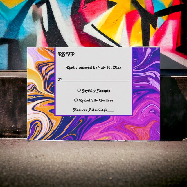 Moderne Abstrakte Galaxy Wavy Chic Wedding RSVP Karte (Von Creator hochgeladen)