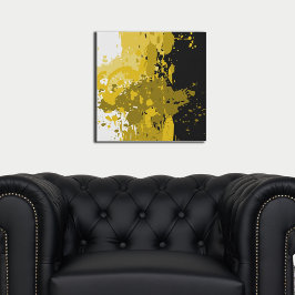 Moderne Abstrakte Gelb- und Schwarz-Spritzer Kunst Künstlicher Leinwanddruck