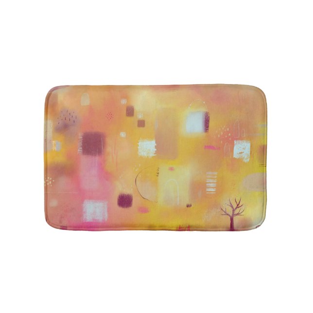 Moderne Abstrakte Gelbe Farbe Kunst Badematte (Vorderseite)