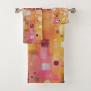 Moderne Abstrakte Gelbe Farbe Kunst Badhandtuch Set