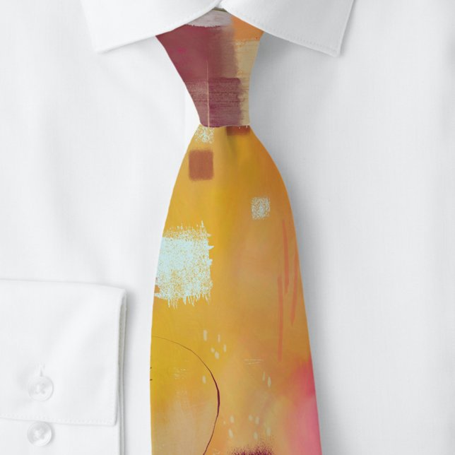 Moderne Abstrakte Gelbe Farbe Kunst Krawatte (Modern yellow ochre abstract unique neck tie)