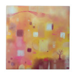 Moderne Abstrakte Gelbfärbung Fliese<br><div class="desc">Ein zeitgenössisches,  abstraktes Aquarellbild in warmen Farben. Gelb,  ocker,  rosa,  orange und creme. Originelle Kunst von Nic Squirrell.</div>