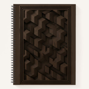 Moderne abstrakte geometrische 3D-Holzschnitzerei Notizbuch