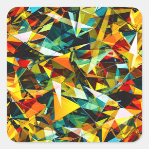 Moderne abstrakte geometrische bunte Kristallglas Quadratischer Aufkleber