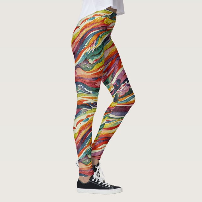 Moderne abstrakte geometrische digitale Muster 40 Leggings (Rechts)