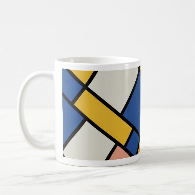 moderne abstrakte geometrische Farbblockmuster Kaffeetasse (Links)