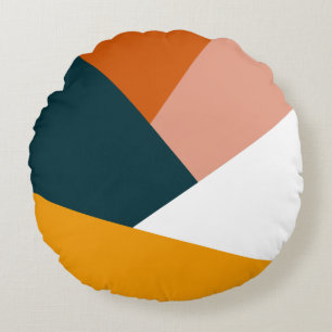 Moderne abstrakte geometrische Farbblockmuster Rundes Kissen