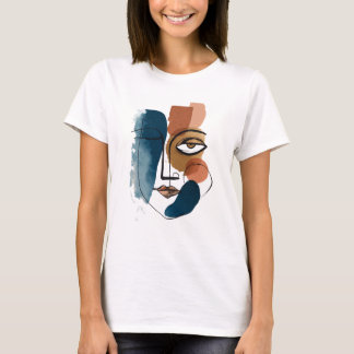 Moderne abstrakte geometrische Gesicht Boho-Linien T-Shirt