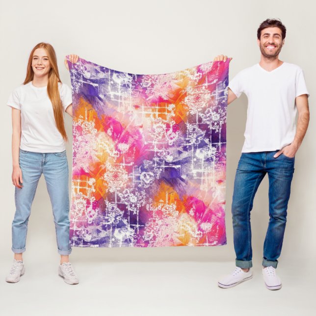 Moderne abstrakte geometrische Gitterstruktur Fleecedecke (Beispiel)