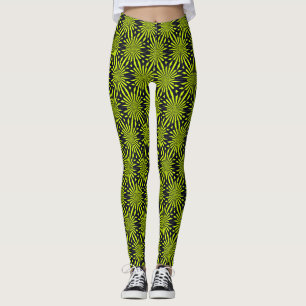Moderne abstrakte geometrische grüne schwarze Feue Leggings