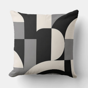 Moderne abstrakte geometrische Kunstmuster in Mono Kissen