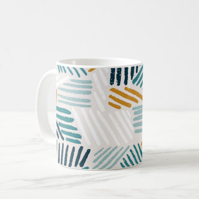 Moderne abstrakte geometrische Pinsel-Pattern Kaffeetasse (Vorderseite Links)