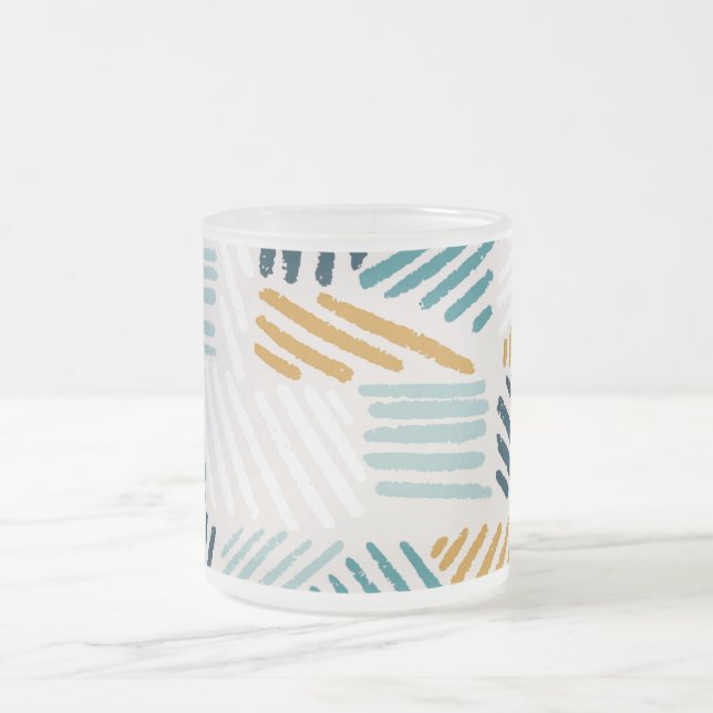 Moderne abstrakte geometrische Pinsel-Pattern Mattglastasse (Mittel)