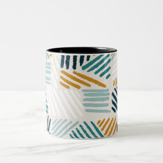 Moderne abstrakte geometrische Pinsel-Pattern Zweifarbige Tasse