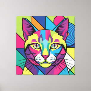 Moderne abstrakte geometrische Pop-Art-Katze Leinwanddruck