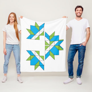 Moderne abstrakte geometrische Quilt-Mosaik Blau G Fleecedecke