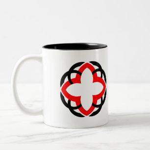 Moderne abstrakte geometrische rote und schwarze M Zweifarbige Tasse
