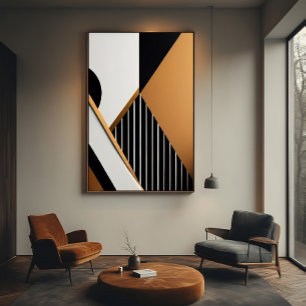 Moderne abstrakte geometrische Schwarz und Hellbra Poster