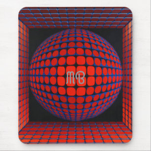 Moderne abstrakte geometrische schwarze rote blaue mousepad