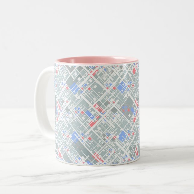 Moderne abstrakte geometrische Struktur. Zweifarbige Tasse (Vorderseite Links)