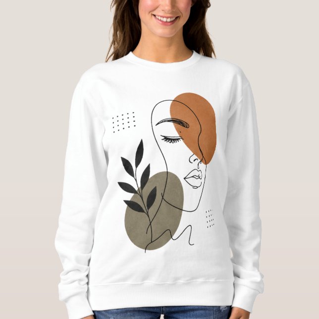 Moderne abstrakte Gesichtslinien-Kunst-Sweatshirt Sweatshirt (Vorderseite)