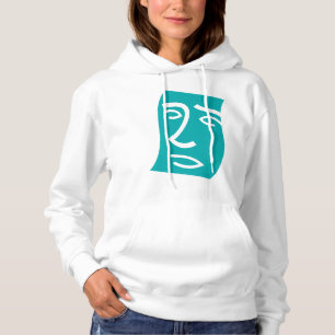 Moderne abstrakte Gesichtslinienkunst Teal Hoodie
