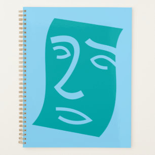 Moderne abstrakte Gesichtslinienkunst Teal Planer