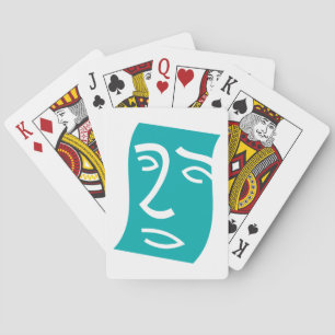 Moderne abstrakte Gesichtslinienkunst Teal Spielkarten
