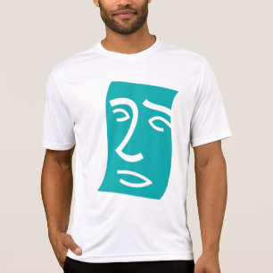 Moderne abstrakte Gesichtslinienkunst Teal T-Shirt