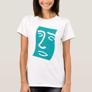 Moderne abstrakte Gesichtslinienkunst Teal T-Shirt