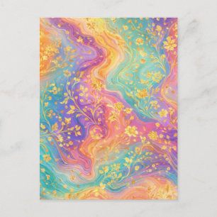 Moderne abstrakte Glitter-Blumen-Monogramm-Design Postkarte