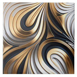 Moderne abstrakte goldene und silberne Keramikflie Fliese