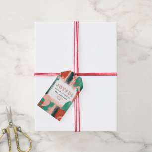 Moderne abstrakte Grafik Rot, Rosa + Grün fröhlich Geschenkanhänger