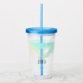 Moderne Abstrakte Green & Blue Watercolor-Wirbel Acryltrinkbecher