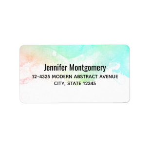 Moderne Abstrakte Green & Blue Watercolor-Wirbel Adressaufkleber