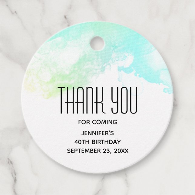 Moderne Abstrakte Green & Blue Watercolor-Wirbel Geschenkanhänger (Vorderseite)